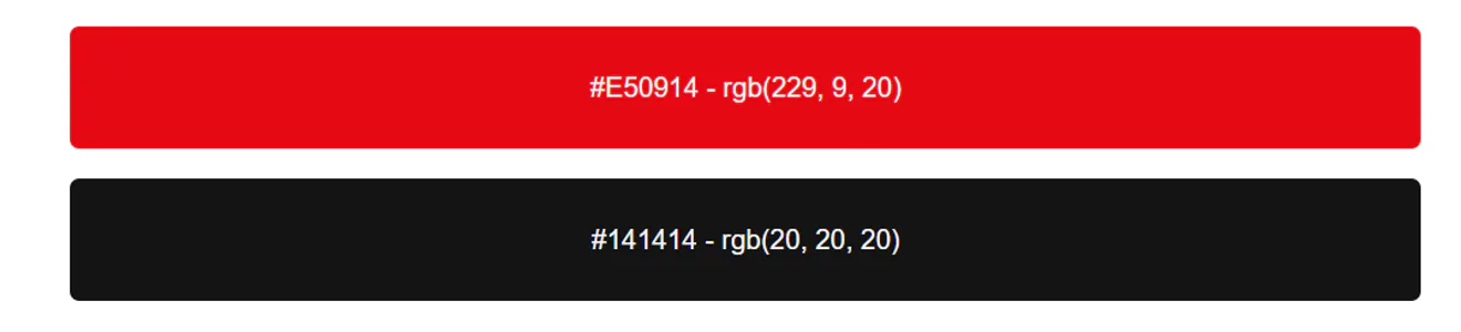 Red and black colour palette with the corresponding colour values