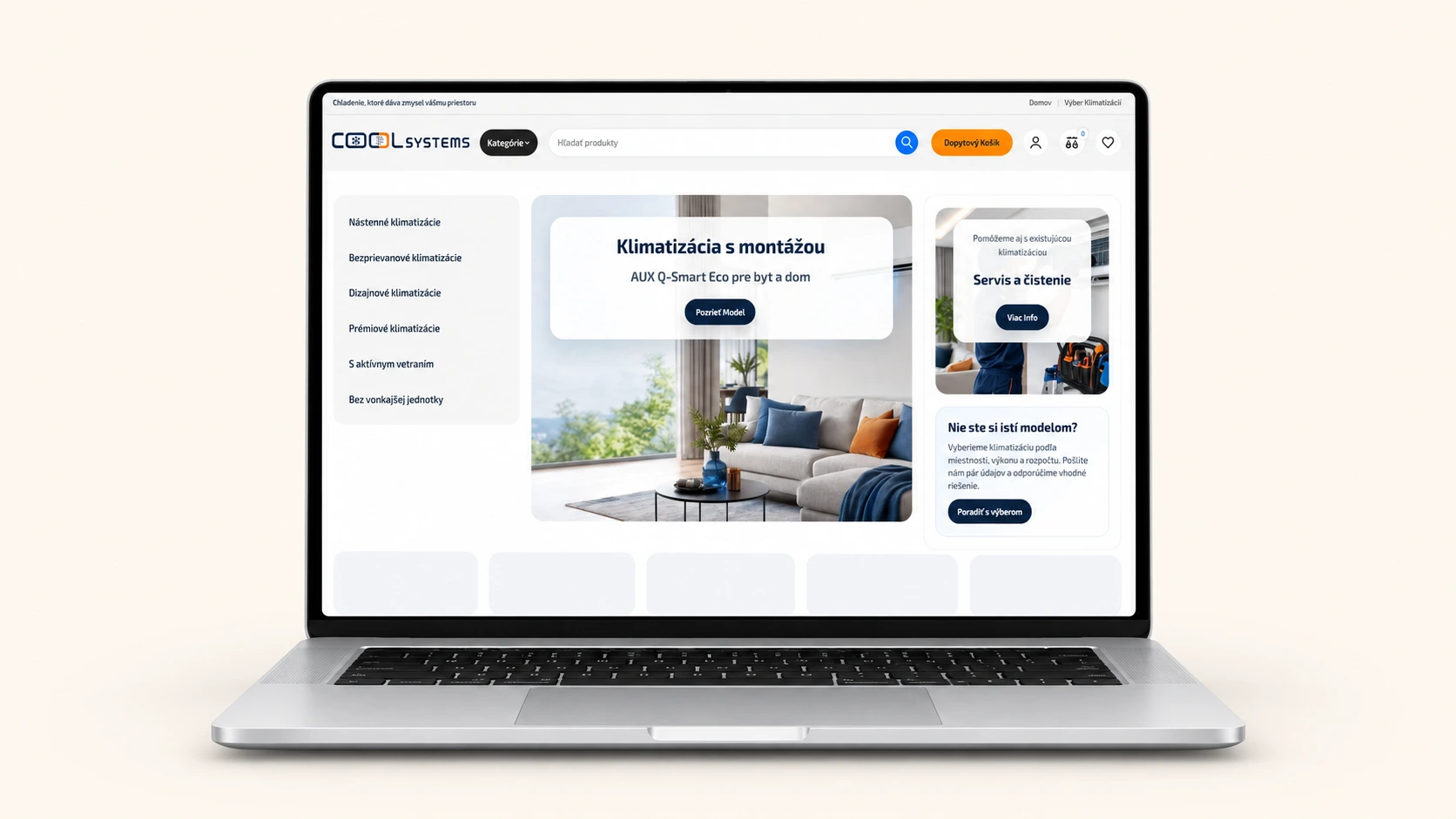 Ukážka e-shopu CoolSystems na notebooku
